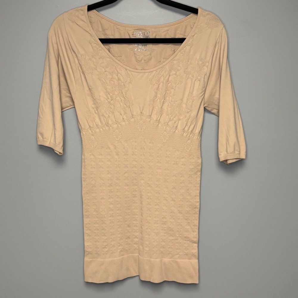 NYDJ Nude Tummy Tuck Comfort Stretch 1/2 Sleeve Shapewear Slip Top Sz 3X